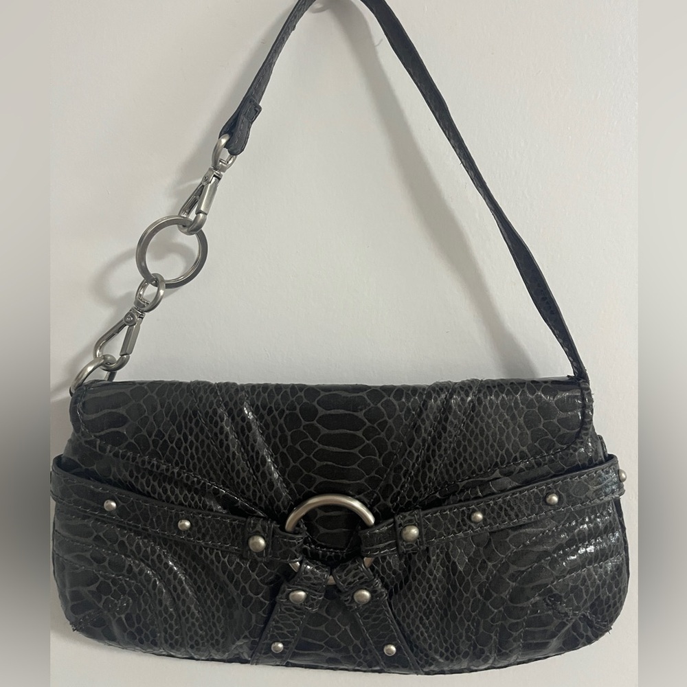 Y2K Botkier Black Snakeskin Pattern Shoulder Bag